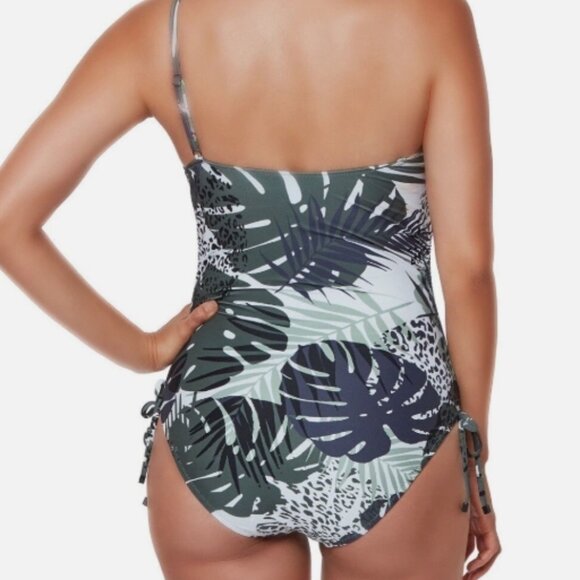 NWT! Bar III Multi Color Moody Tropics One Shoulder One Piece Swimsuit NEW! - Picture 3 of 5